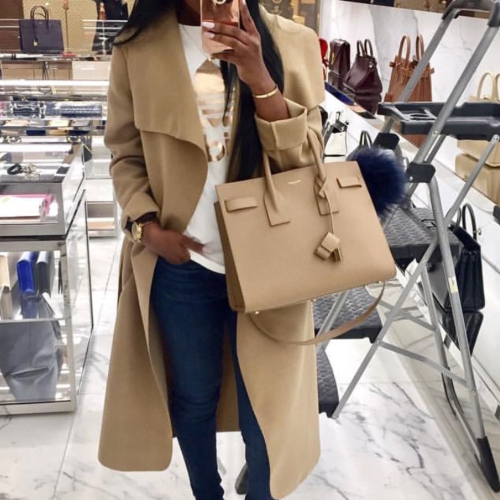 Tan coat with belt